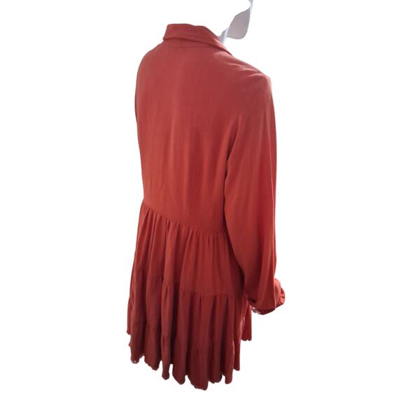 Umgee Nwt Women's size Medium Linen Boho Tiered Milkmaid Raw Hem Western Dress - Picture 3 of 11